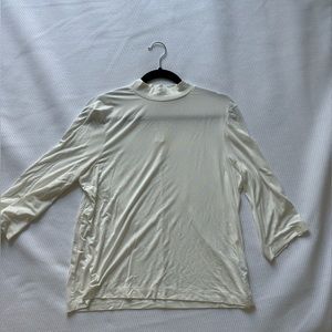Vince white mock neck elbow-length blouse